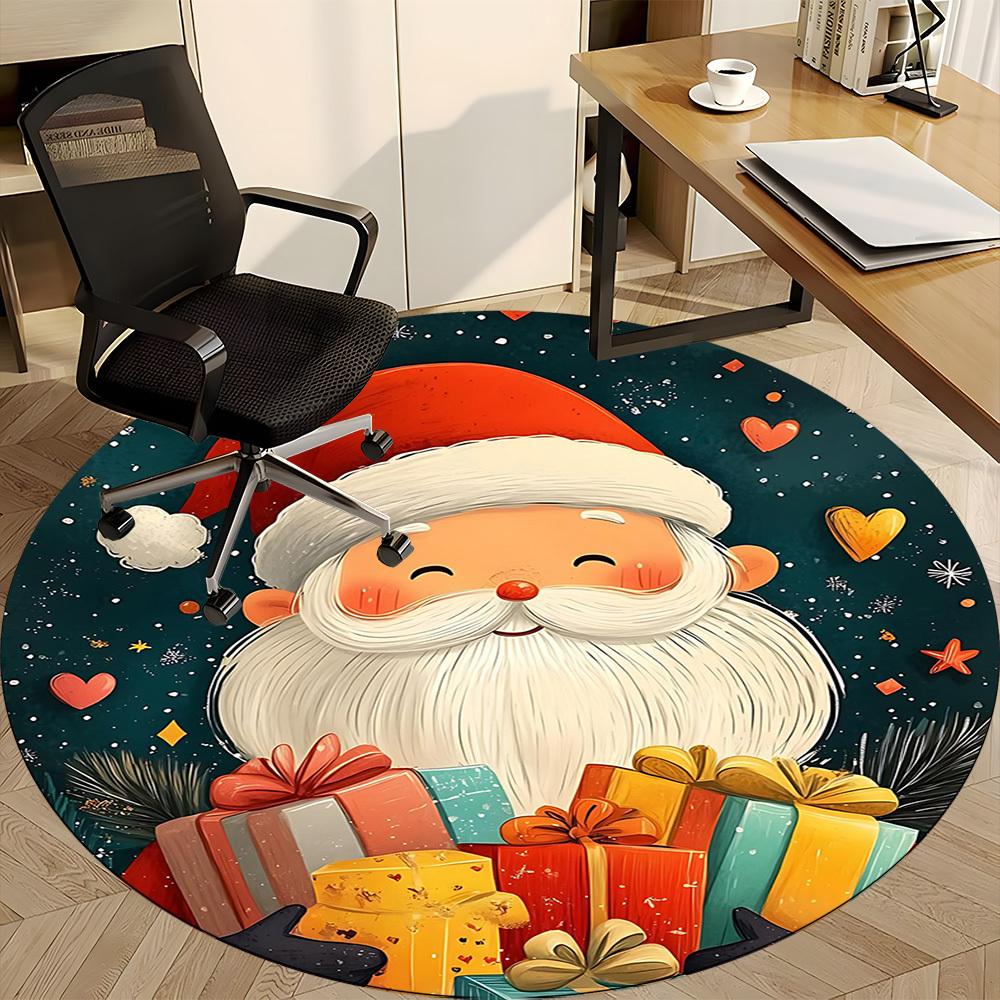 1PC Christmas Gifts Office Round Area Rug, Mat Suitable For Office, Under Office Chairs Bedroom Living Room Home Decor, Room Deco