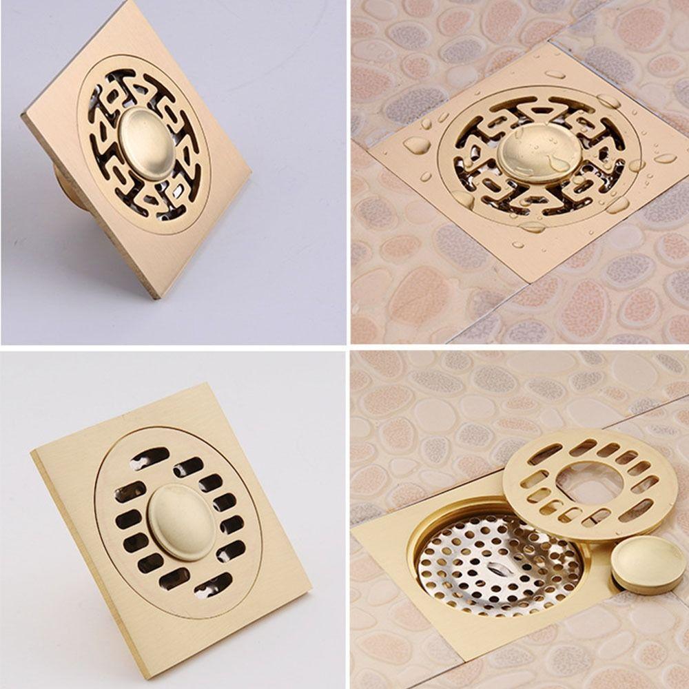 Anti-odor Square Shower Drain Brass Bathroom Drainage Convenient Floor Hair Catcher Laundry Floor
