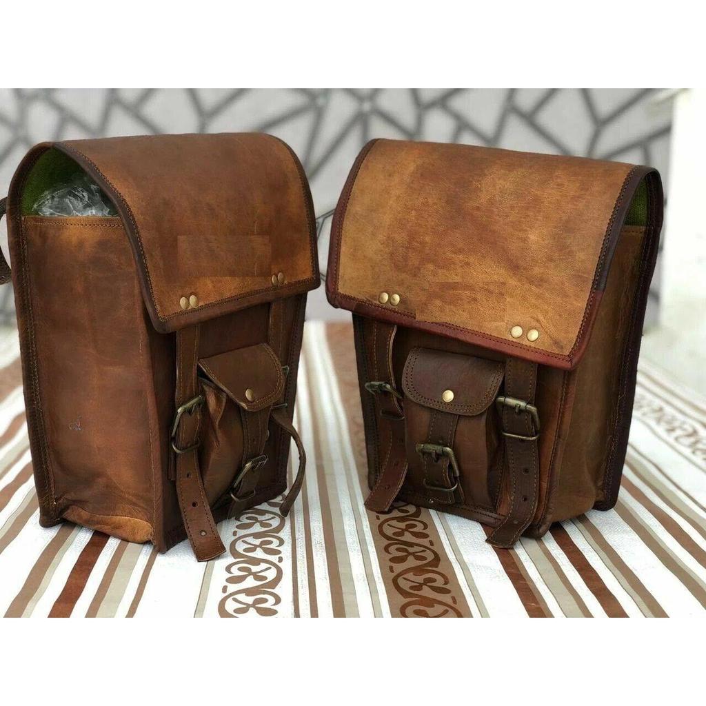 Leather Side 2 Bags Pouch Saddlebags Panniers New Motorcycle 2 Pcs Side Pouch