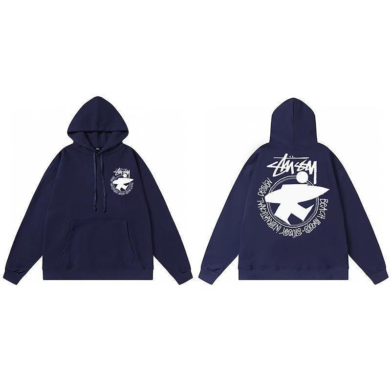 Stussy Mens Hooded Sweatshirt Casual Loose Fit Streetwear Printed Pullover