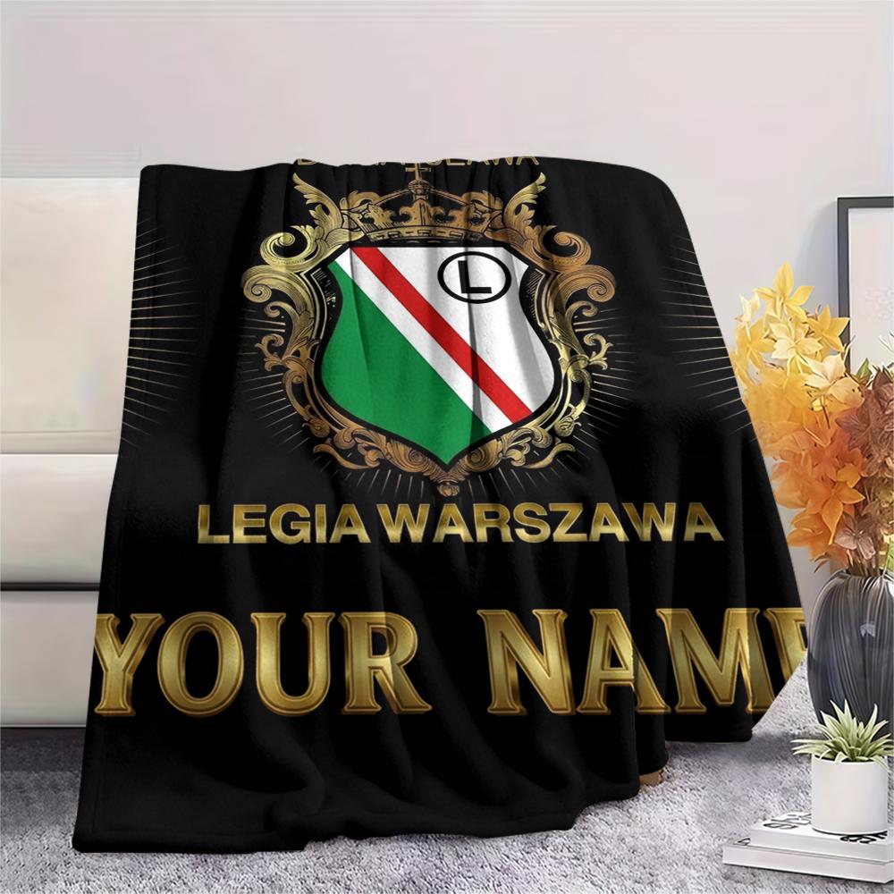 1 шт. Фланелевое одеяло с индивидуальным именем и узором Legia Warszawa, подходит для всех сезонов, для домашнего декора, тепло и комфорт, подарки, праздничный подарок
