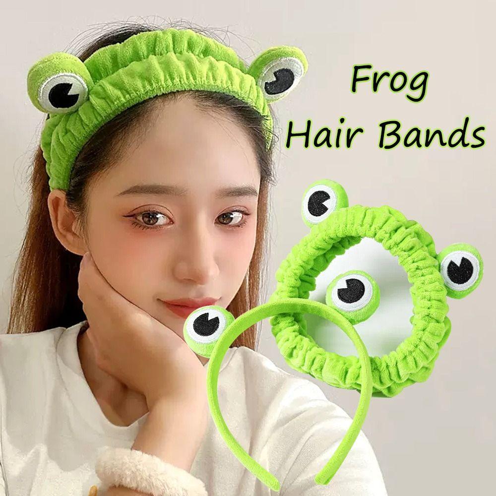 Elastic Face Wash Headband Cartoon Frog Headband Cute Makeup Headband Woman Girls