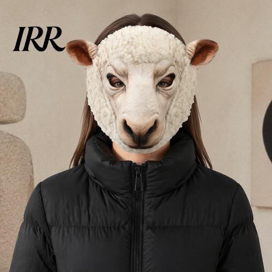 Sheep Mask with Clear Vision Realistic Animal Mask, Brown Bear Full Face Soft Cosplay for Halloween Costume Party Props Hair Texture