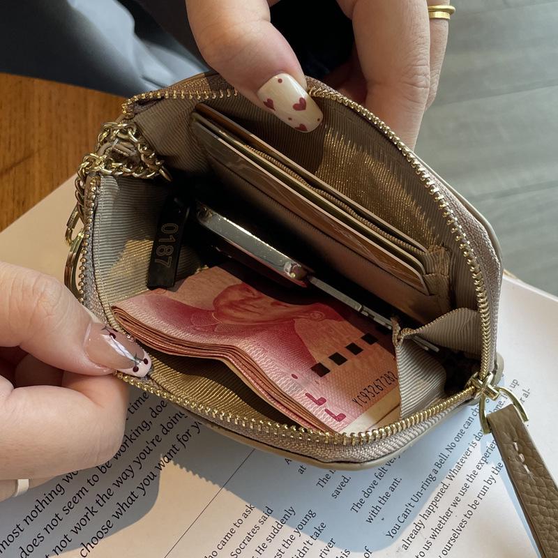 Европейский и американский женский кошелек из натуральной кожи: Модный клатч-кошелек на молнии с брелком для ключей