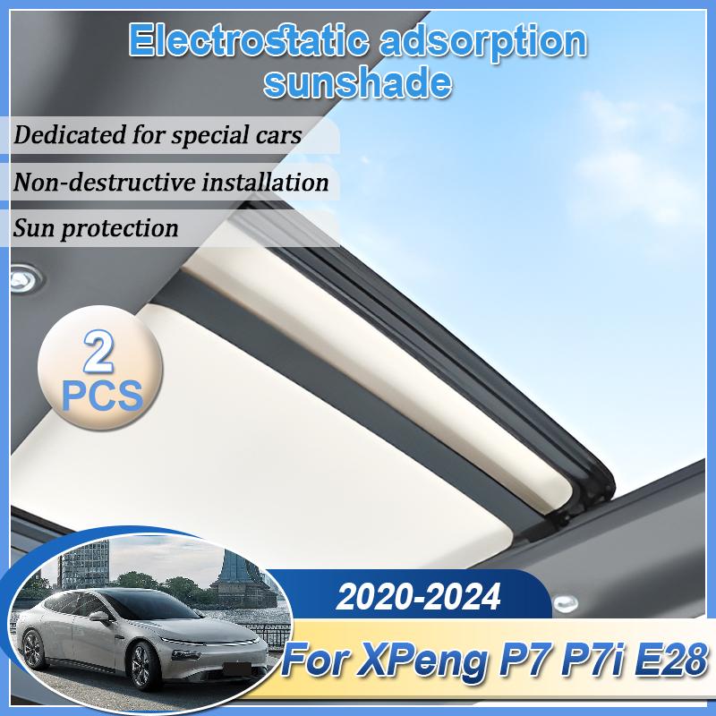 Roof Car Split Sun Shades For XPeng P7 P7i E28 2024 Electrostatic Sunroof Sunshade Cover Skyligh Accessories