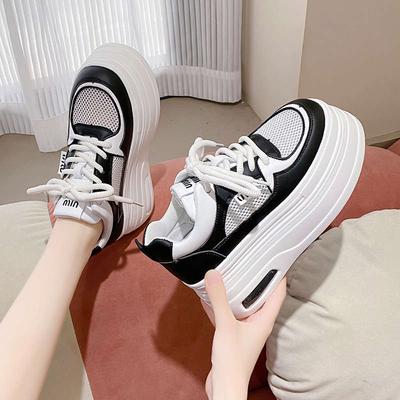 Женские новые летние сетчатые дышащие туфли на очень толстой подошве с увеличением роста, легкие и универсальные повседневные туфли-маффины