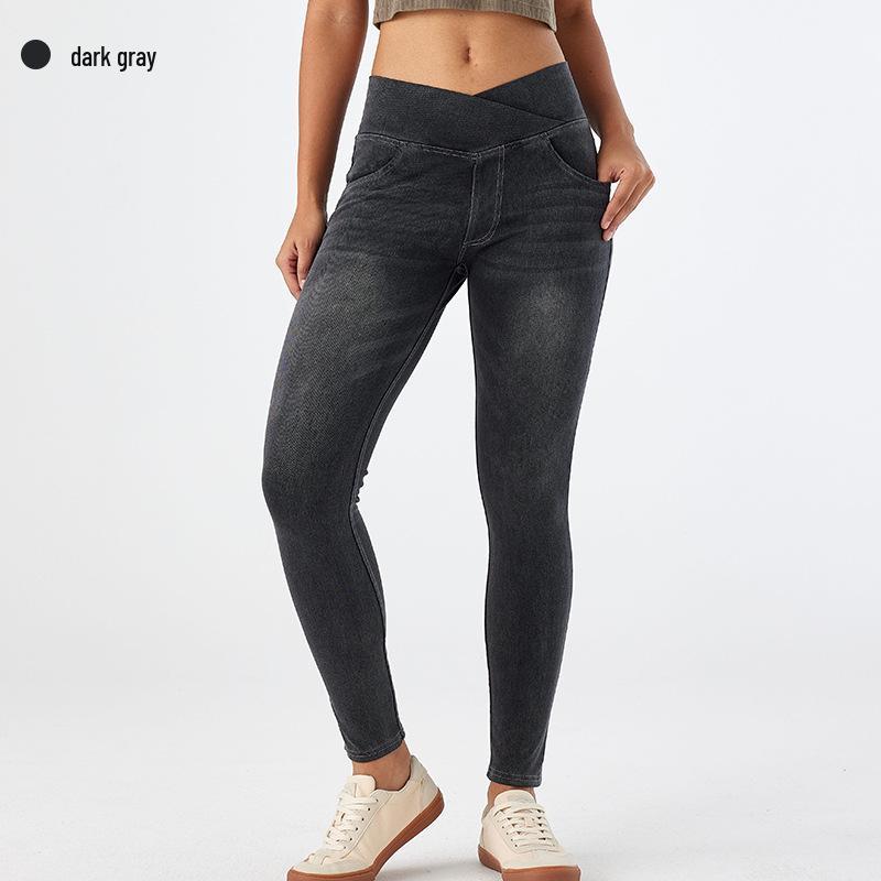 Женские узкие джинсы с завышенной талией и дизайном в виде кошачьих ушек, корректирующие фигуру