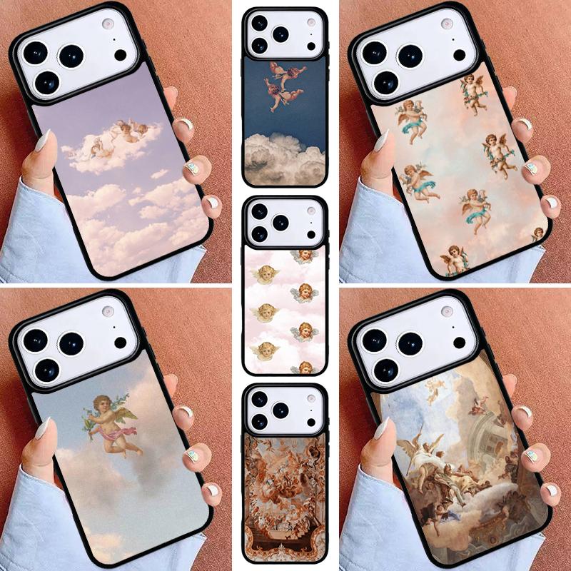 Эстетичный чехол для телефона с ангелами, облаками и небом для iPhone 16e 15 14 13 12 17 Pro Max Plus Air 17pro Чехол Coque