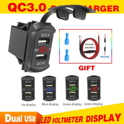 12/24 В двойной USB QC3.0 автомобильное зарядное устройство 4.2A дисплей напряжения с проводкой водонепроницаемые порты автомобильное зарядное устройство для телефона адаптер для iPhone Xiaomi