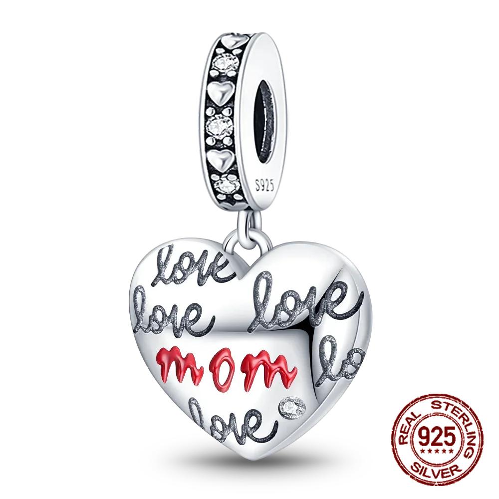 Медные Шармы в форме сердца для дочери и мамы, подходят для браслетов с диаметром отверстия 4 мм, изысканные украшения DIY на День матери в подарок