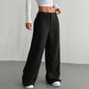 Женские брюки с низкой посадкой, на молнии и пуговице, прямые широкие длинные брюки с карманами, однотонные рубчатые брюки для отдыха