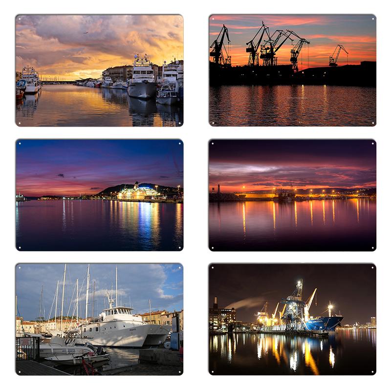 La Ciotat Shipyard Industrial View Roberta Split Harbour Twylight Metal Plaque Mural Wall Decor Kitchen Designs Tin Sign Poster