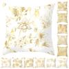 Pillow Case Golden Leaf Pattern Tear Resistant Soft Fashion Super Pillowcase for Living Room
