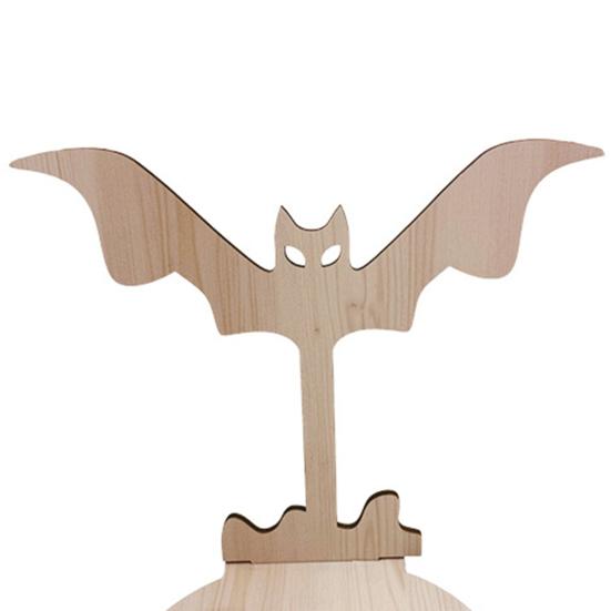 Halloween Candle Holder Wooden Holder, Silhouette Ghost/Bat/Scarecrow/Bat Bat Shadow Casting Tealight for Home Table Fireplace Decor Black Cat Base