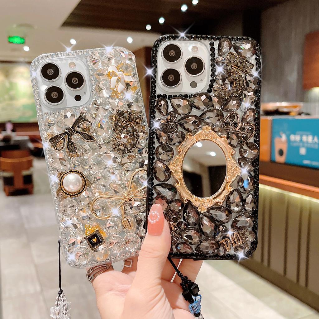 Suitable for IPhone16 Series Flash Diamond Mobile Phone Case, 14, 15, 16, Pure Handmade Mobile Phone Case, Luxury Protective Cover