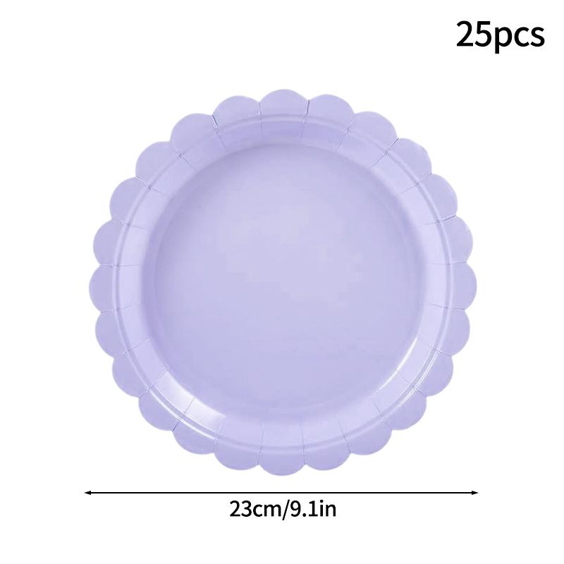 Birthday Party Tableware Set Pink Purple Disposable Paper Plates Napkins Cups Party Decor Wedding Baby Shower Party Supplies