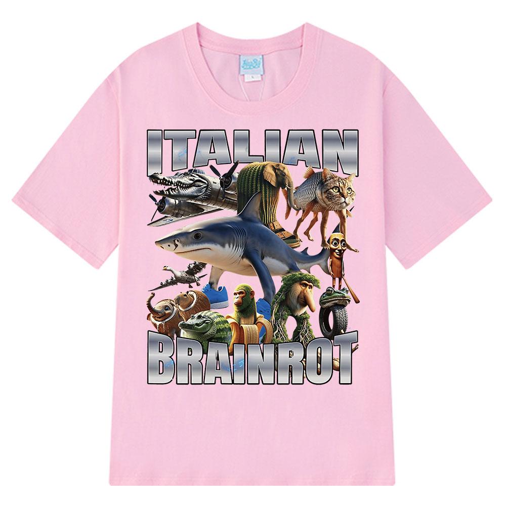 Italian Brainrot Tralalero Tralala Tung Tung Tung Sahur Bombardiro Crocodilo Funny Meme T-shirt Men Women Fashion Loose T Shirts