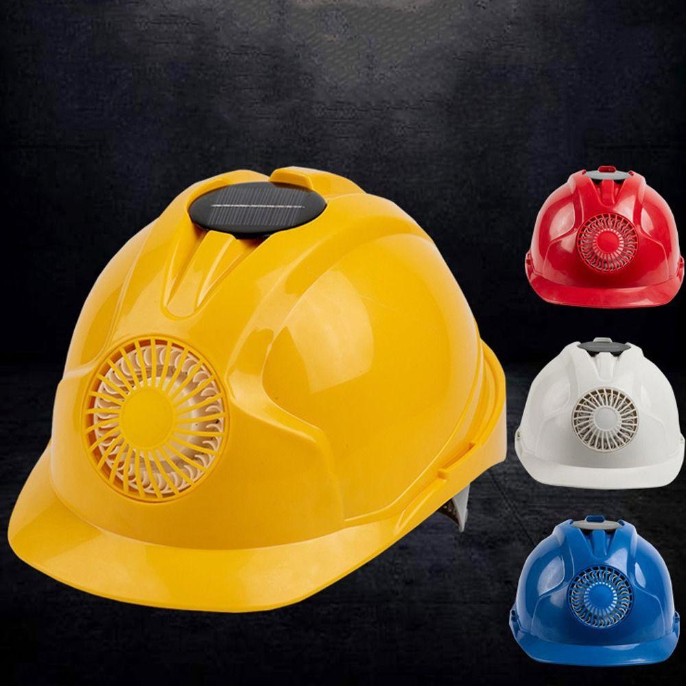 Adjustable Solar Power Fan Helmet Ventilation ABS Plastic Protective Cap Sunscreen with Cooling Fan Safety Hard Hat Industrial