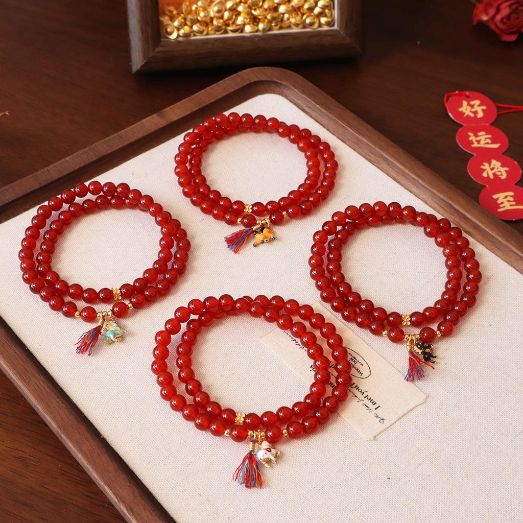 Natural Agate Bracelet Female Pony Pendant Non-Fading Bracelet Jewelry Fashion Women Daily Jewelry Lucky Gift