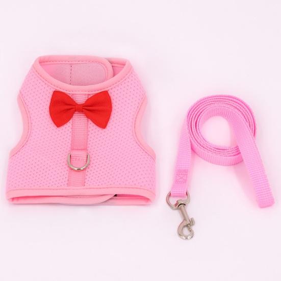 1 Set Pet Harness Leash Stylish Bow Decoration Small Pets Rabbit Traction Harness for Outdoor Walking