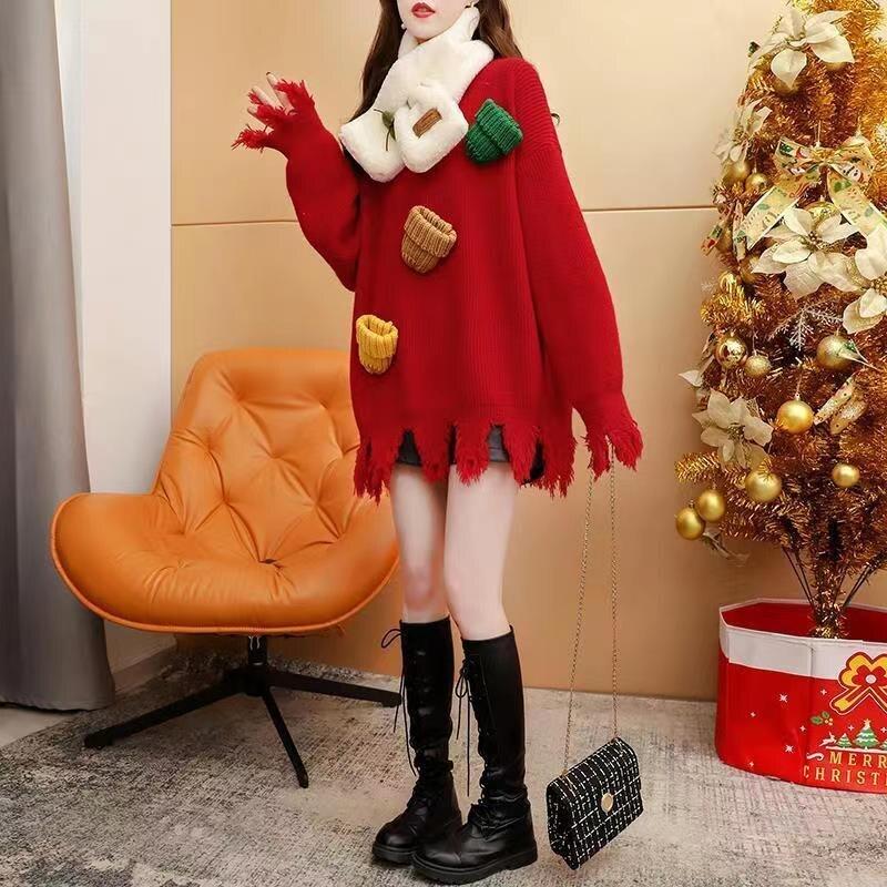 Pullover Sweater 2022 New Women Christmas Sweater Women Autumn and Winter Wear Loose Versatile Knitted Undercoat Sweater Top
