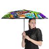 1 Pack Automatic Umbrella With Waterproof Black Coating And Wind Resistant Frame For Travel With Graffiti Inspired Tone