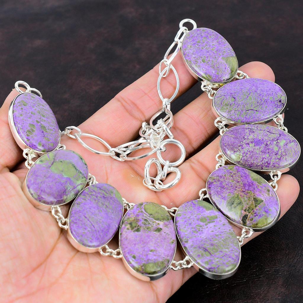 Ожерелье из пурпурита Изящные ювелирные изделия из драгоценных камней Ожерелье из стерлингового серебра 925 пробы Регулируемая цепочка Ожерелье Ювелирные изделия из пурпурита ручной работы Подарок на помолвку