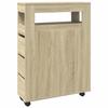 VidaXL Meuble étroit de salle de bain à roulettes chêne sonoma, rangement de salle de bain étroit, rangement étroit pour 855270