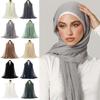 Плиссированный однотонный хиджаб с морщинками Хлопково-льняной гофрированный хиджаб Женские шарфы Вуаль Головной платок