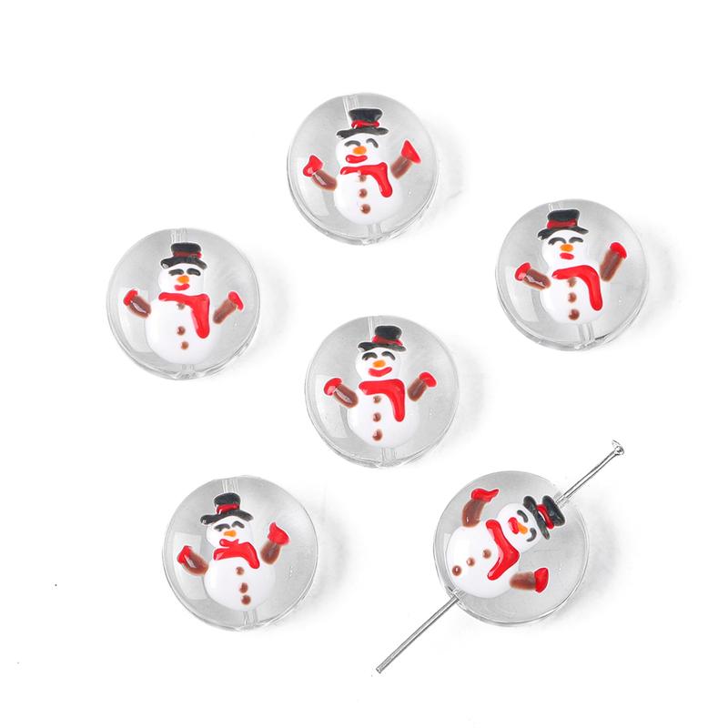 1 шт., 19 мм, рождественская серия, прозрачные цветные глазурные бусины, ручная роспись, капли масла, плоские круглые бусины для изготовления ювелирных изделий, DIY, очаровательное украшение