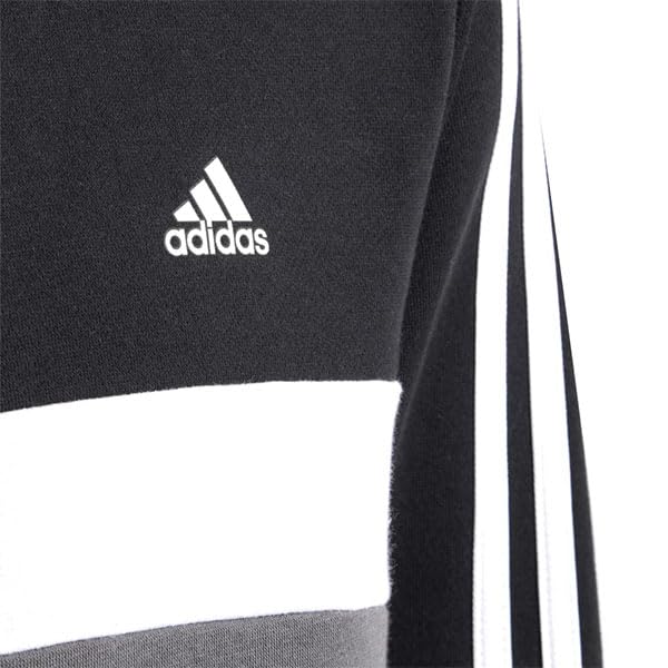 Adidas Tiberio Colorblock Fleece Tracksuit Set for J150 3-Stripes Kids, DTP57, Top Black/White/Grey Five, Bottom Black/White (IB4094)
