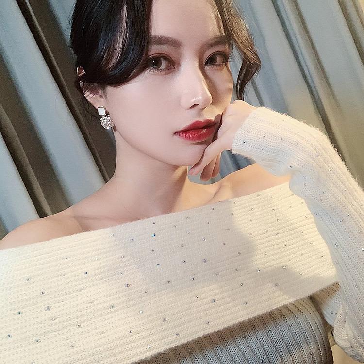 Sparkly Purple Rhinestone Earrings Drop Hook Enamel Earring Dangle Stud Earrings Wedding Gift for Lover