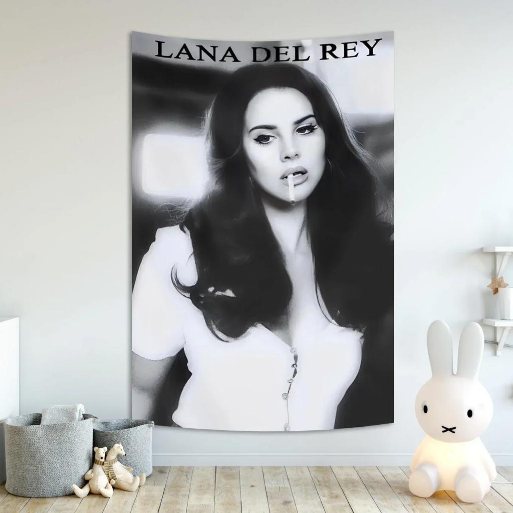 VIKAMA Полиэстер Баннер-гобелен Lana Del Rey Американская поп-звезда Настенный декор Для улицы и помещения Подвесной для дома Общежития
