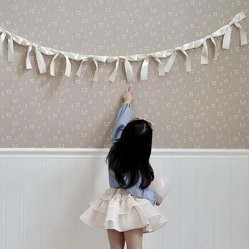 Bowknot Ribbon Garland Flags Princess Girls Room Wall Hanging Banner For Kids Birthday Baby Shower Wedding Party Decoration