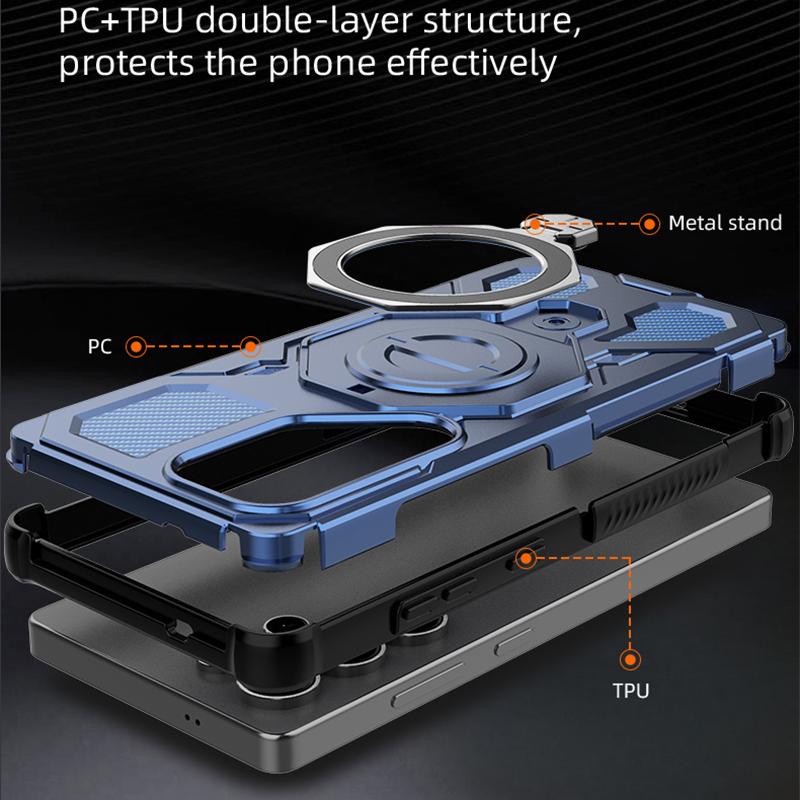 KEYSION Противоударный магнитный чехол для Samsung S25 Ultra 5G S25+Plus с вертикальной живой металлической кольцевой подставкой, чехол для телефона Galaxy S25 Edge