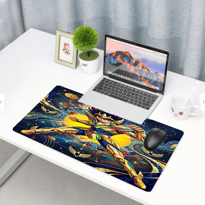 Saint Seiya Print Mouse Pad, Anti‑Slip Desktop keyboard Mat, for PC Laptop Gaming Working Daily Use, Cool Festival Surprise Gift
