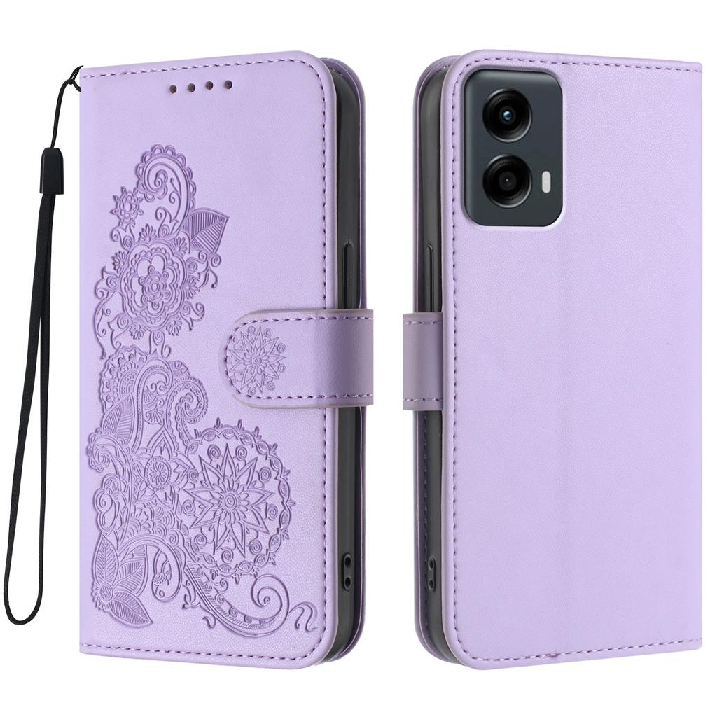 For Motorola Moto G Play 5G (2024)/Motorola Moto G 5G (2024) Phone Cases Mandala Flower Leather Wallet Mobile Cover with Strap