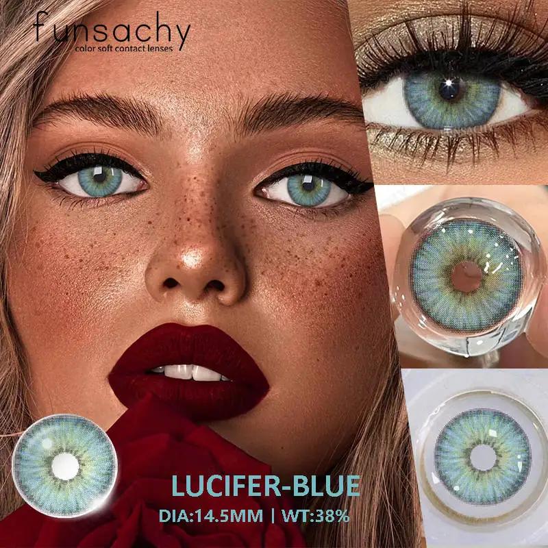 FUNSACHY 1 Pair New Color Contact Lenses for Eyes Beautiful Pupil Fashion Gray Brown Soft Lenses Yearly Cosmetics Korean Lens