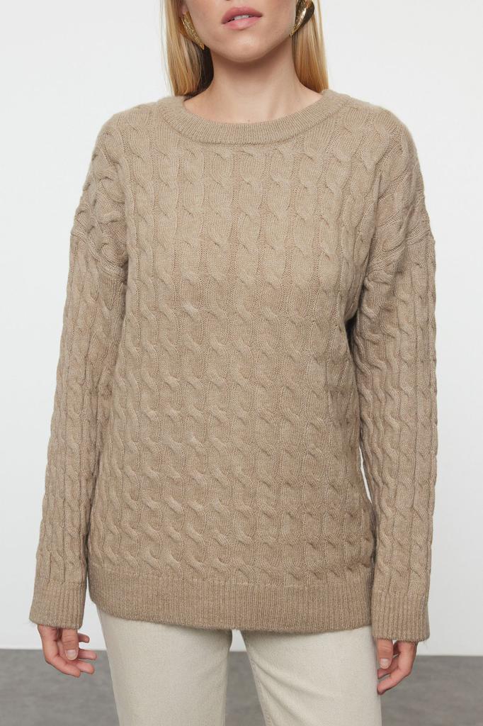 Женский элегантный свитер из норки, более экологичный базовый трикотажный свитер с мягкой текстурой