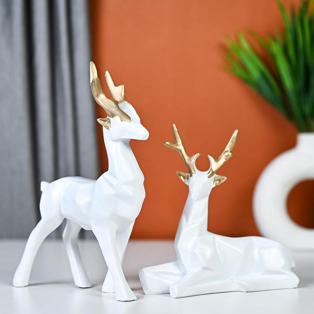 Home Decor, Set of 2 Deer Resin Showpieces Stunning Hiran Statue for Living Room Decor, Gift Items for Women,