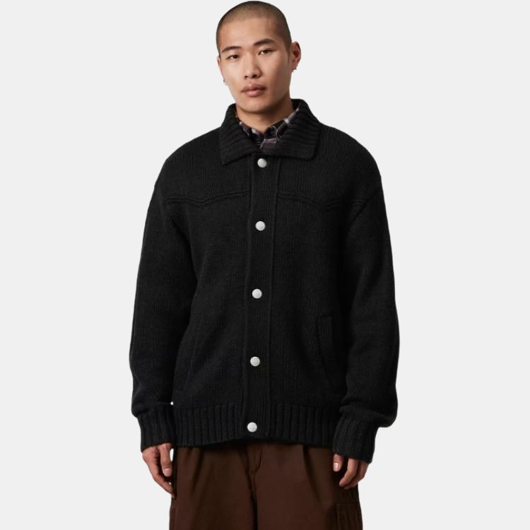 Carhartt WIP SS25 Кардиган Санта-Фе Классический Боковая бирка с логотипом Плечо спущено Застежка на пуговицах Свободная посадка Вязаный свитер Мужские кардиганы I034495-89-XX