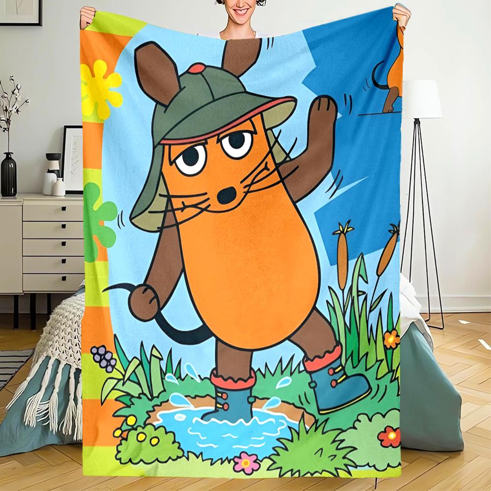 Die Maus Theme Printed Blanket - Perfect for Couch, Bed, Travel & Outdoor Use | Machine Washable, Cozy & Durable.