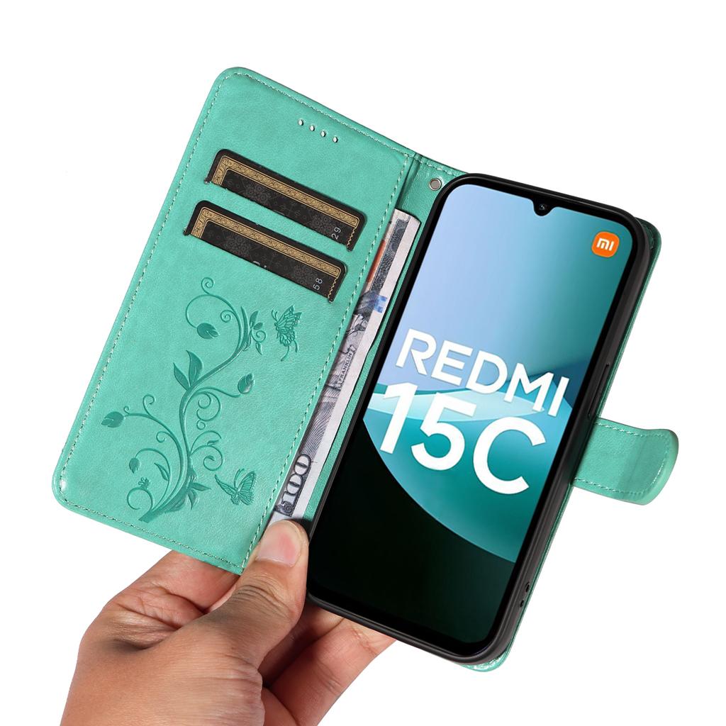 Для Xiaomi Redmi 15C 4G (Глобальный) (171 мм)/Poco C85 4G (171 мм) Чехлы из искусственной кожи с цветочным узором, кошелек-подставка, чехол для телефона с ремешком