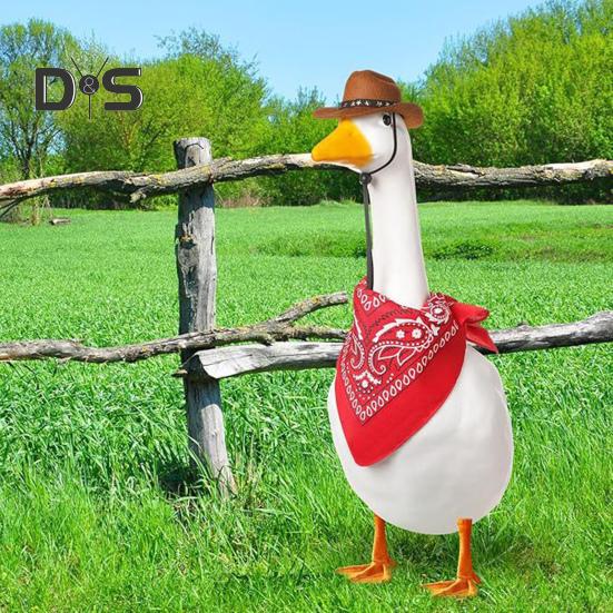 Костюм ковбоя для крыльца гуся, ковбойская шляпа в стиле вестерн с банданой, праздничный костюм гуся для 23-дюймовой/17-дюймовой цементной статуи гуся