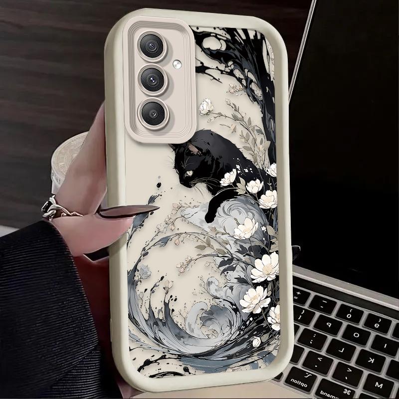 Арт Брызги чернил Кот Мягкий чехол Для Samsung Galaxy A54 A05 A05S A34 A24 A14 A53 A33 A23 A13 A52 A52S A32 A22 A12 A71 A51 A31 A50