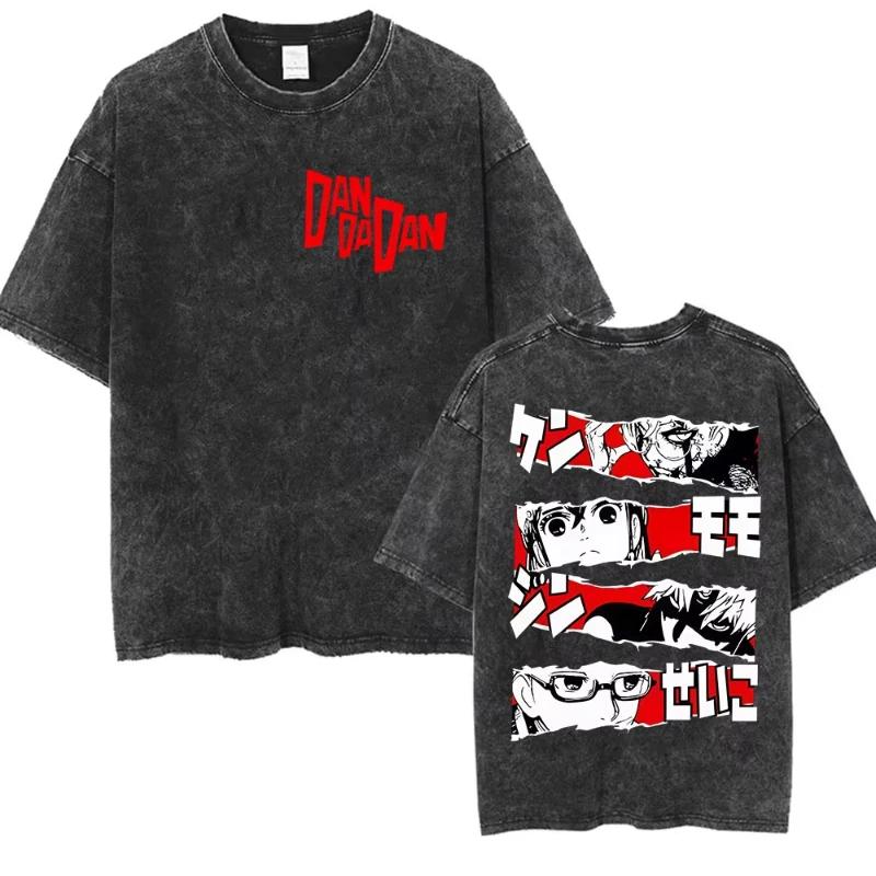 Hot Sale Anime Dandadan Okarun DanDaDan Graphic Print T-shirt Men Women Vintage Washed Fashion Loose Casual Oversized Short Sleeve Summer New Tee