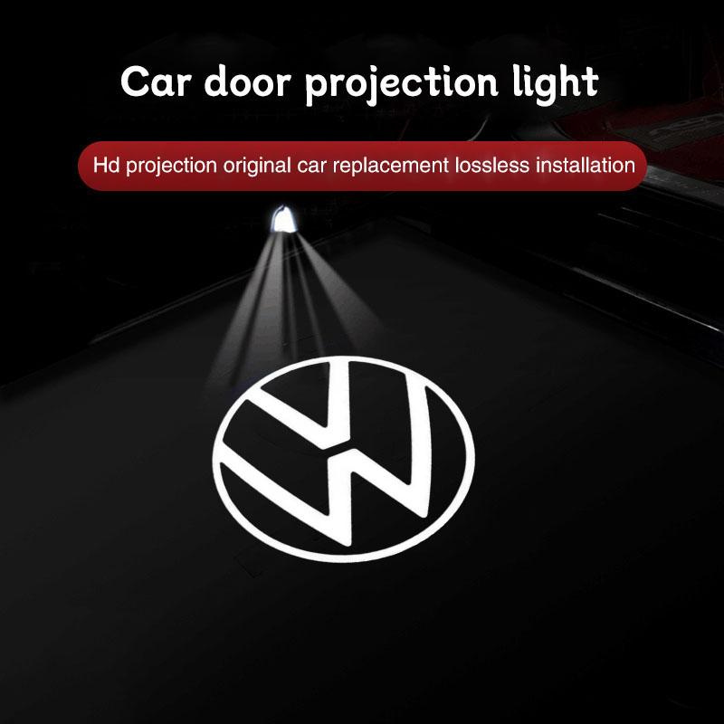 W149-2Pcs Volkswagen Emblem Projector Lights Car Door Welcome Lamp For VW GTI Polo Golf Passat Tiguan Arteon Touareg Taigo Caddy CC