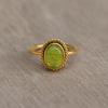 Natural Peridot Ring, 925 Solid Sterling Silver, Yellow Gold Ring, Minimalist Green Oval Stone Jewelry