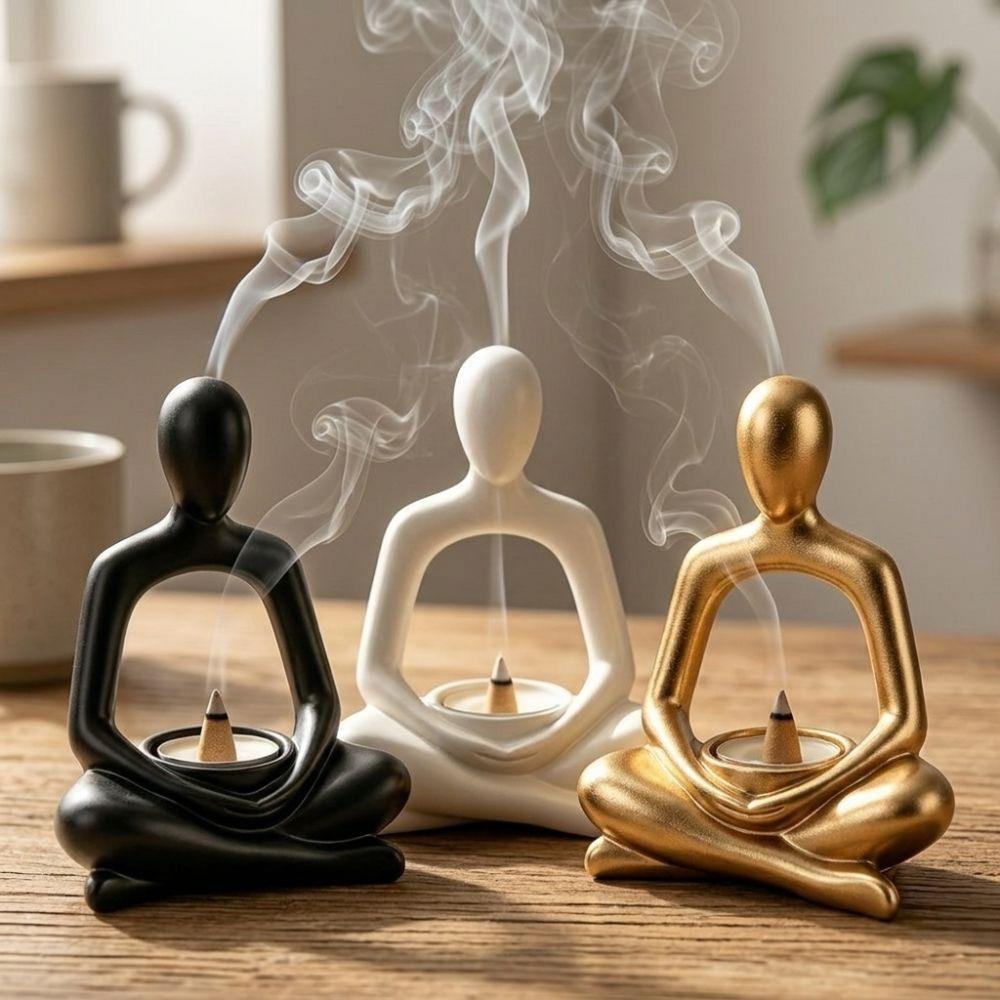Zen Chinese Style Yoga Statue Incense Holder 3D Printed Sculpture Candle Holder Living Room