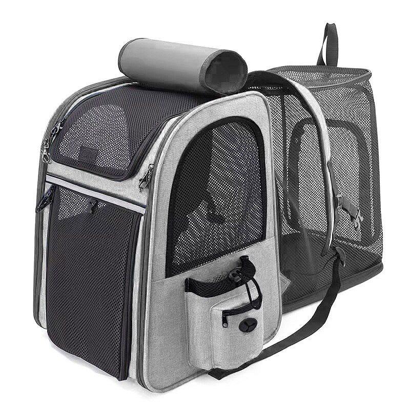 Portable Foldable Pet Expandable Backpack, Breathable Mesh Carrier For Small Dog Cat Travel